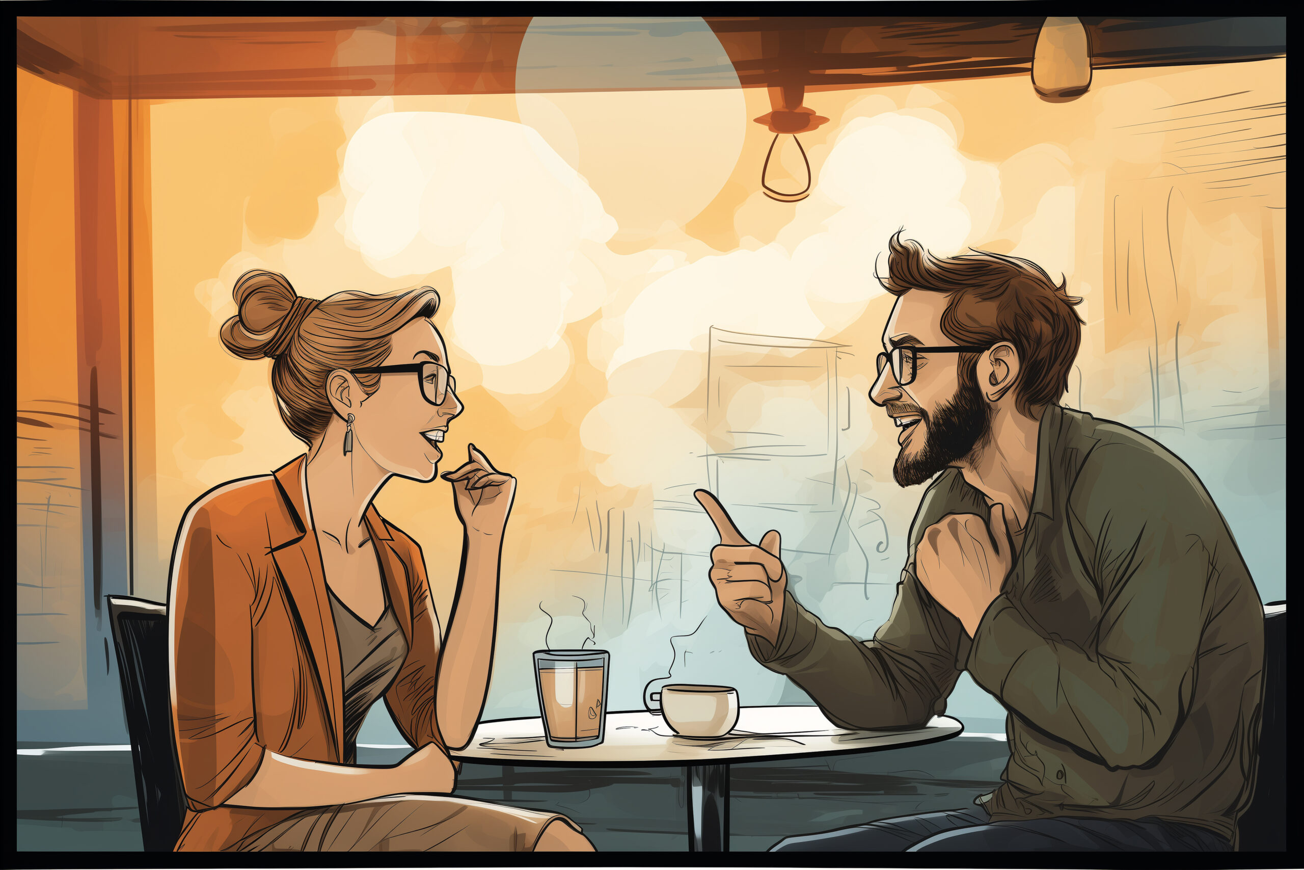 comic book lifestyle scene with couple