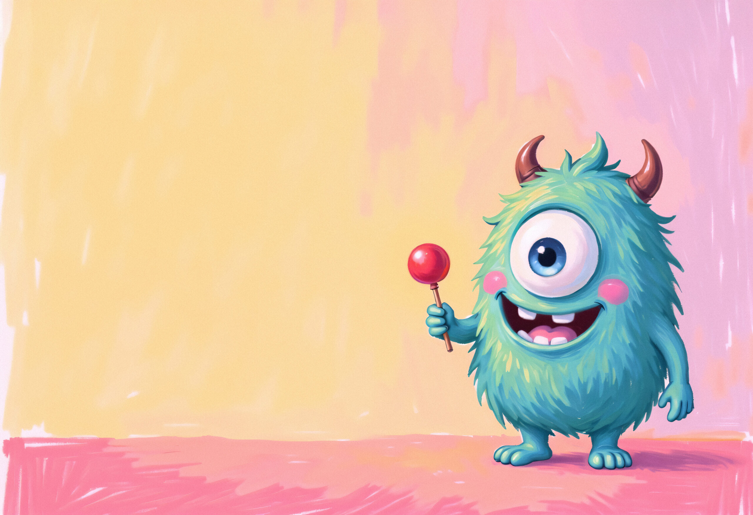 cute cartoon monster with lollipop